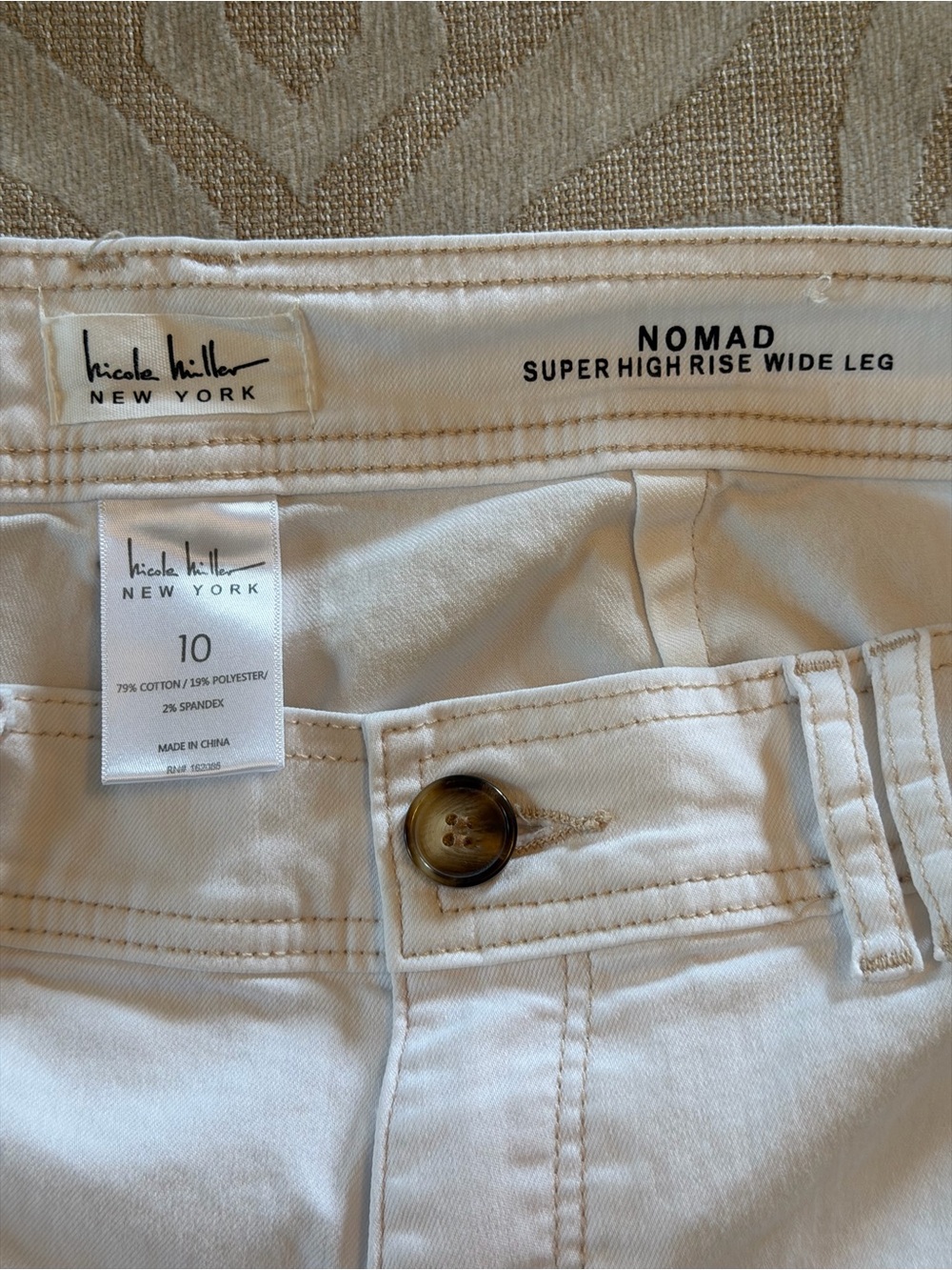 Nicole Miller New York Nomad Super High Rise Wide Leg White Jeans 10 - Picture 3 of 14